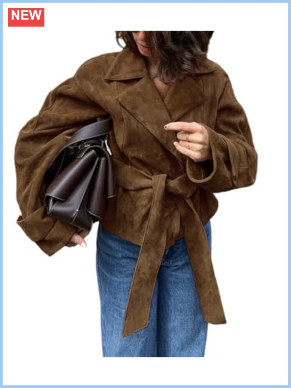 Faux Suede Moto Jacket Long Sleeve Collar Y2K Coat Outwear